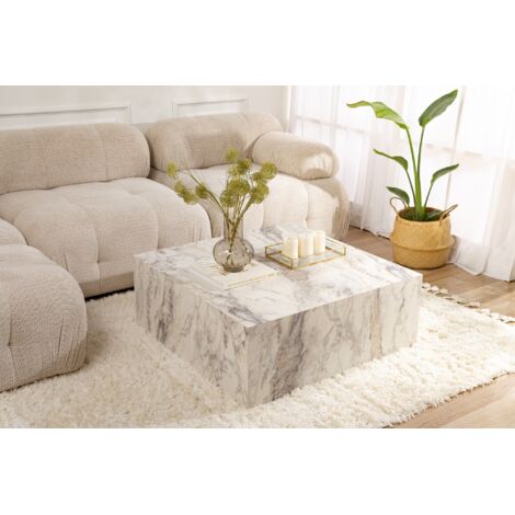 Table basse carrée effet marbre Prizma - Effet marbre blanc (1/5)