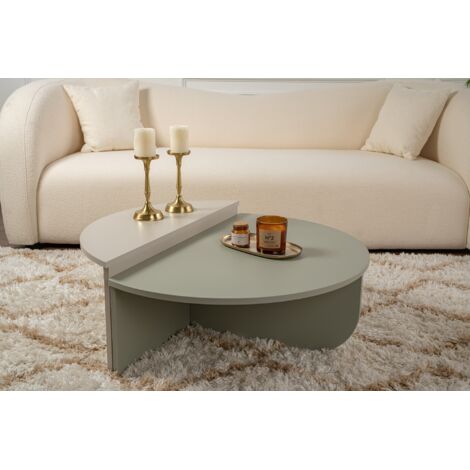 Calicosy – Table basse gigogne 2 pièces – Vert cendré et grès – Aggloméré mélaminé 100 % – Dimensions 90 x 60 x 30 cm et 85 x 30 x 35 cm (1/8)