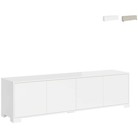 Meuble TV moderne sur pied pour salon 172x40x48 Lumina - Blanc brillant (1/4)