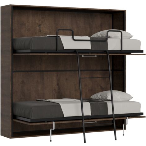 Lit escamotable horizontal 85x185 cm – Dimensions ouvertes L.199,9 cm x P.106 cm x H.190,8 cm – Structure en panneaux de particules mélaminés – Itamoby (1/7)
