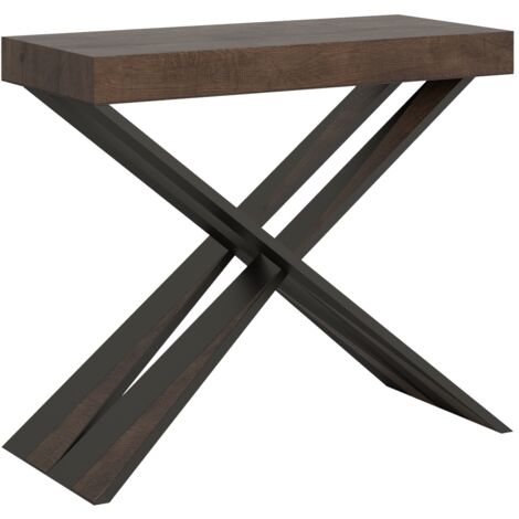 Console extensible 90x40-300 cm table en bois design moderne Diago Noix