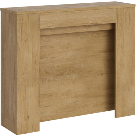 Console extensible en bois mélaminé 90x25 cm – Longueur 211 cm – Mécanisme rails aluminium – Pour salle à manger ou entrée – Itamoby - 90x25-211-Naturel