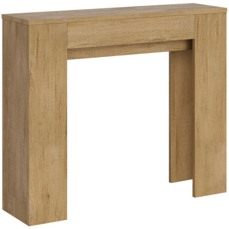 Console extensible 90x25/181 cm chêne slick – Système d'extension avec guides télescopiques – Support central pour stabilité accrue – Itamoby