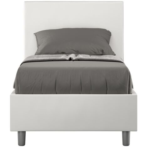 Lit simple avec rangement 80x190 lattes moderne chambre enfants Adele S - Blanc (1/5)
