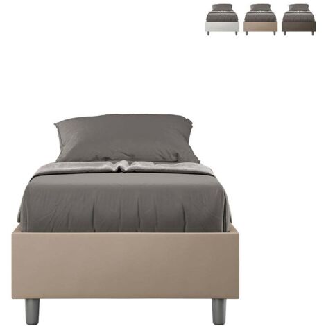 Lit coffre simple avec sommier 80x190 chambre d'enfant Azelia S Beige - Avec coffre de rangement (1/5)