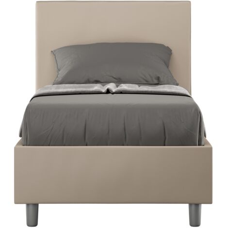 Lit simple avec rangement 80x190 lattes moderne chambre enfants Adele S - Beige (1/5)