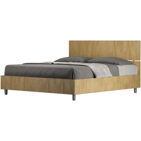 Lit coffre 160x190 tête de lit droite chêne nature Demas (1/5)