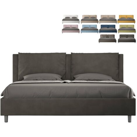 Lit double avec rangement Design moderne Antea 200x200 Couleur: Gris - Version: Modèle standard (1/5)