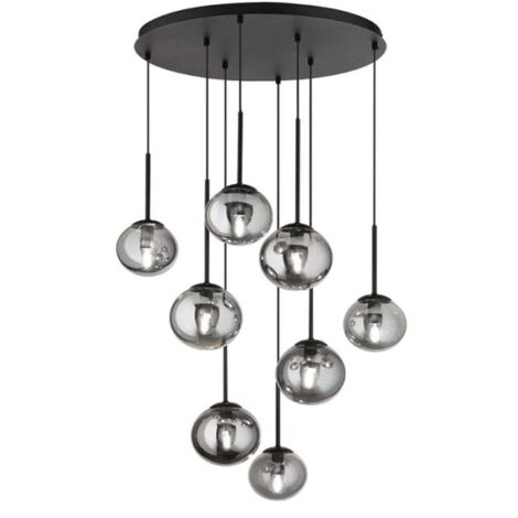 Suspension design moderne en verre soufflé Jewel 8 - Noir (1/2)