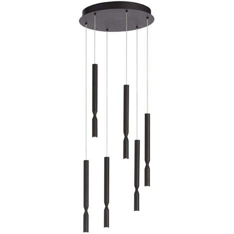 Suspension LED dimmable design moderne Tubic 6 - Noir (1/2)