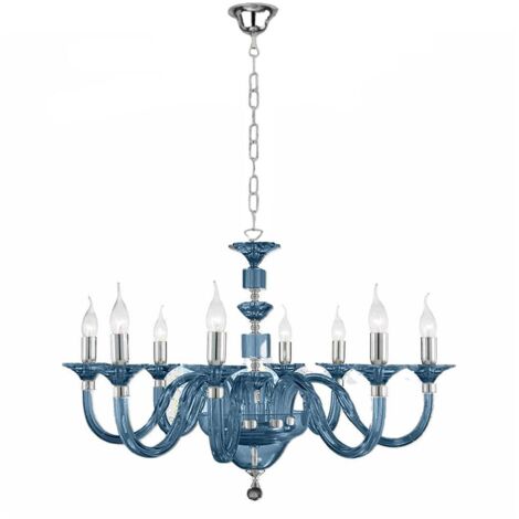 Lustre classique en verre et cristal optique Gala 8 - Bleu (1/3)