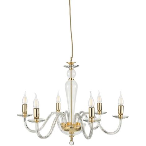 Lustre classique en verre soufflé à 6 lumières Pagan 6 - Or (1/2)
