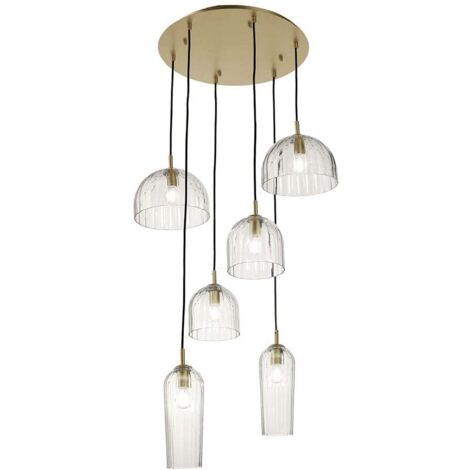 Suspension moderne en verre et métal avec 6 lumières Puck - Or (1/2)