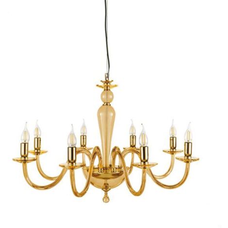 Plafonnier classique en verre travaillé à la main 8 lumières Pagan - Orange (1/2)