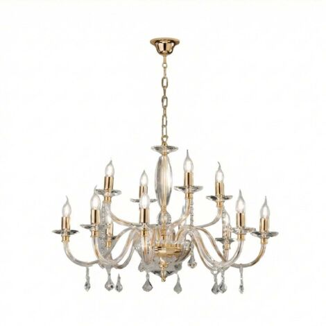 Lustre classique en verre et cristal 12 lumières Cecilia 12 (1/2)