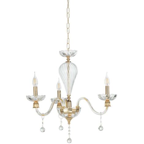Lustre classique en verre soufflé 3 lumières Roxanne 3 (1/2)