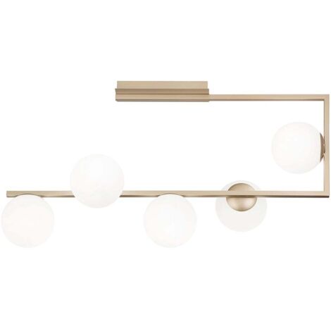 Plafonnier moderne en métal et verre soufflé 5 lumières Monile - Or (1/3)