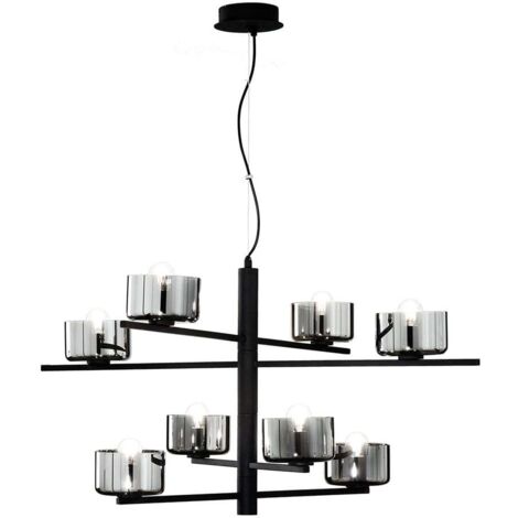 Suspension design en verre soufflé moderne Figaro 8 - Noir (1/2)