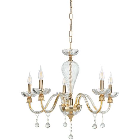 Lustre classique en verre soufflé 5 lumières Made in Italy Roxanne 5 (1/2)
