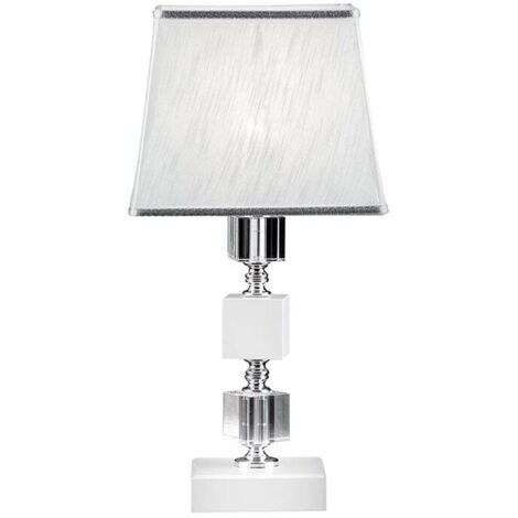 Lampe de table en verre et cristal style classique Livia 20 - Blanc (1/2)