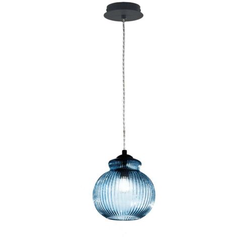 Suspension en verre moderne réglable Madagascar - Bleu (1/2)