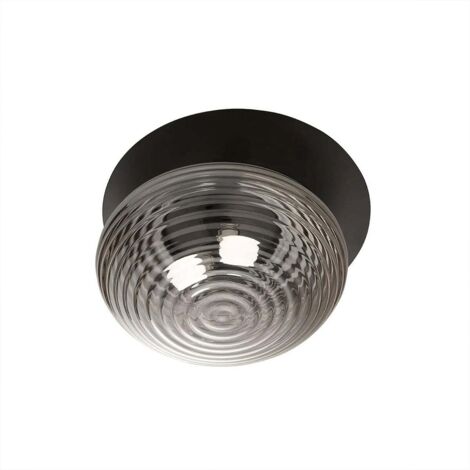 Plafonnier moderne en verre soufflé et métal peint Tondo - Gris Fumé (1/2)