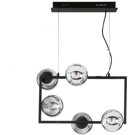 Suspension moderne métal et verre Monile Rectangulaire - Noir (1/2)