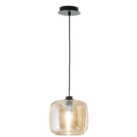 Suspension en verre et métal design moderne Verve 2 - Orange (1/2)