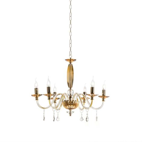 Lustre classique en verre et cristal 6 lumières Cecilia 6 (1/2)