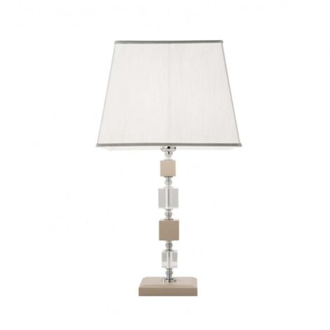 Lampe de table en verre et cristal style classique Livia 33 - Gris tourterelle (1/2)