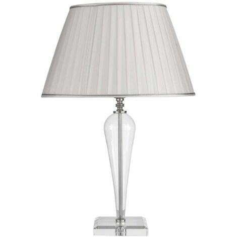 Lampe de table en verre artisanal style classique Ravel 40 - Gris acier (1/2)