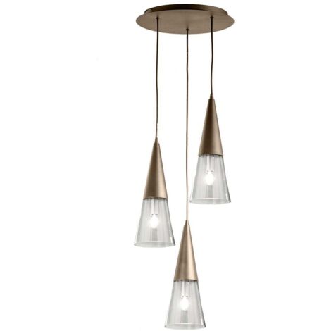 Suspension moderne en verre soufflé design Trento 3 - Or (1/2)