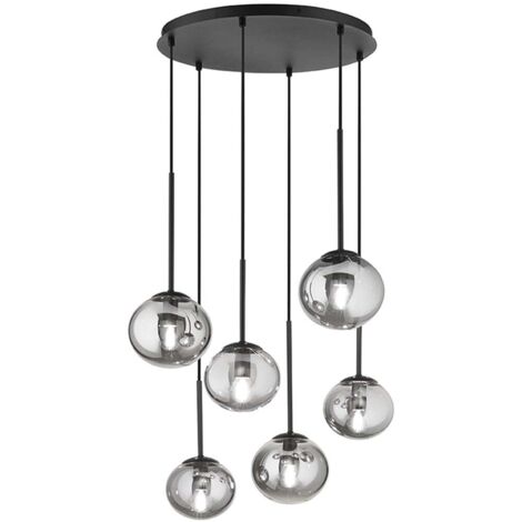 Suspension moderne 6 lumières en verre Jewel 6 - Noir (1/2)