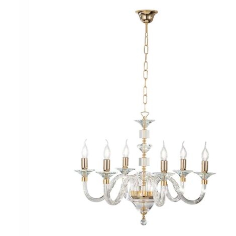 Lustre classique en verre à 6 lumières pour salon Gala 6 - Or