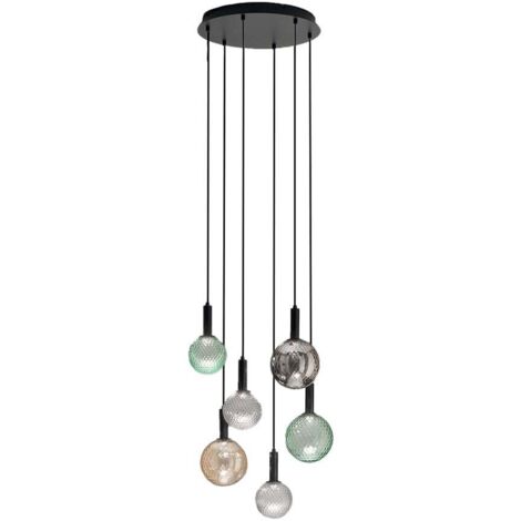 Suspension LED en verre soufflé Golf 6 lumières Mix (1/2)