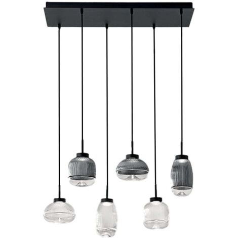 Suspension LED rectangulaire 6 lumières design Ekos 6 (1/2)