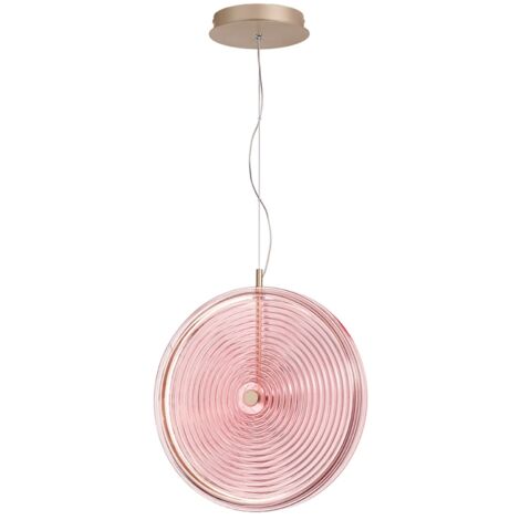 Suspension LED Ø45cm en verre et métal Jokey L - Rose (1/4)