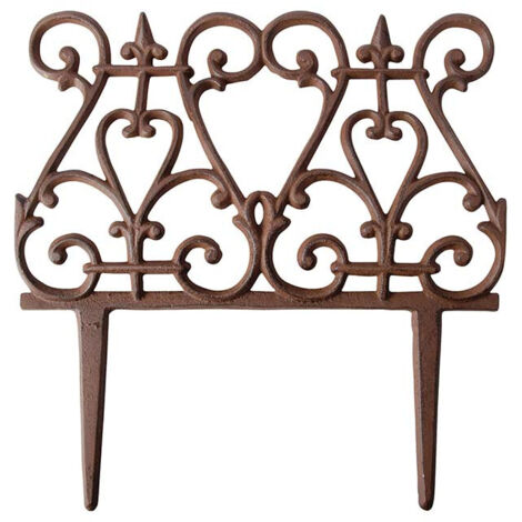Ac-Deco – Clôture de jardin en fonte brune vieillie – Élément bombé décoratif pour délimiter plates-bandes – Résistante aux intempéries (1/3)