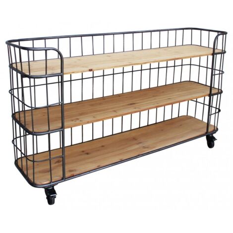 Étagère mobile 3 niveaux style industriel avec roulettes Abner (1/5)