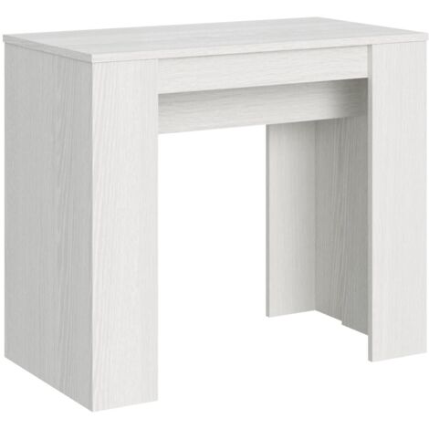 Console extensible bois blanc 14 personnes 48 à 308cm Bina (1/5)