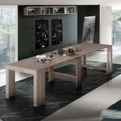 Table à manger extensible en bois d'orme 90x51-300cm Pratika Pearl