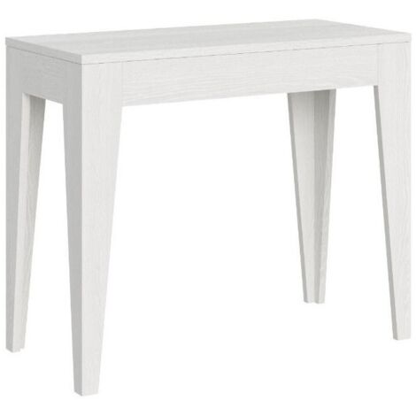 Console extensible bois de frêne blanc 12 personnes 42 à 302cm Kanda-Support 2 pieds