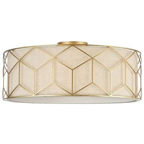 Plafonnier plafonnier abat jour lampe salon lampe métal doré D 57cm (1/5)