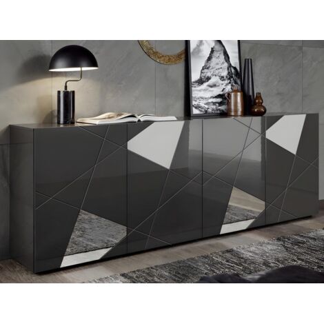 Buffet moderne 4 portes gris brillant avec miroirs Vittoria GR L (1/5)
