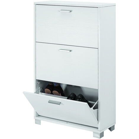 Meuble à chaussures gain de place 3 portes battantes Quadrante - Blanc (1/2)