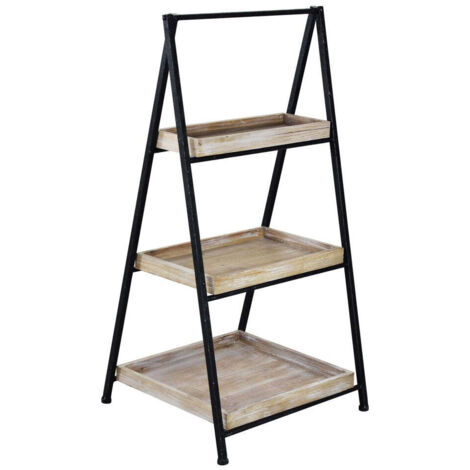 Étagère bibliothèque en fer et bois 3 niveaux Braiden (1/5)