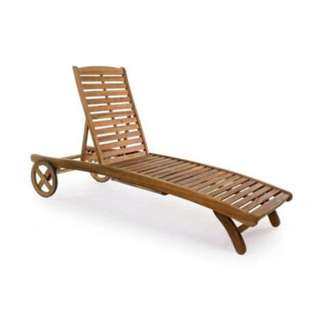 Bain de soleil moderne en bois pour jardin et piscine avec roulettes Noemi YES (1/5)