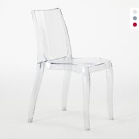 Grand Soleil – Chaise salle à manger bar transparente empilable en polycarbonate – Design ergonomique – Hauteur d'assise 45,5 cm – Pour intérieur et extérieur