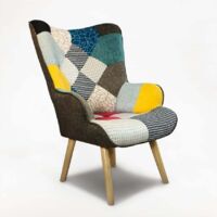 Fauteuil Bas Sans Accoudoirs Beliani – Tissu Vert Jungle Multicolore – Rembourrage Épais Rétro Moderne Pour Salon