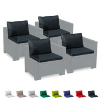 Grand Soleil – Coussins d'extérieur imperméables 4 places – Set de coussins de dossier et d'assise – 100% polycoton – Traitement anti-UV – Déhoussables